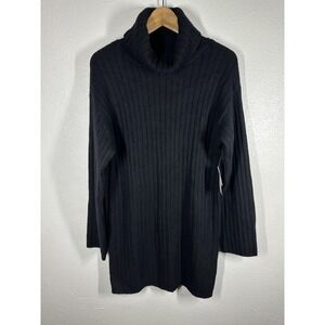 Abercrombie & Fitch Sweater Womens Small Black Cowl Neck Ribbed Knit Tunic
